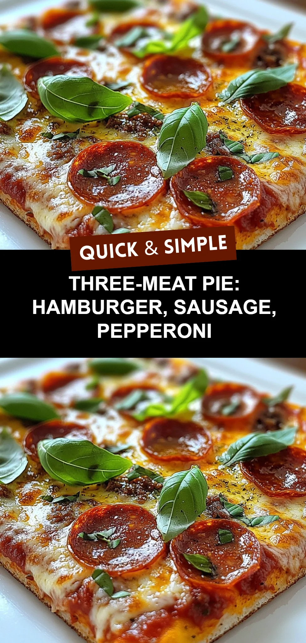 Three-Meat Pie: Hamburger, Sausage, Pepperoni