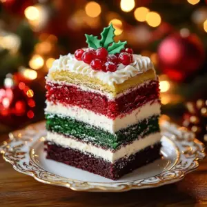 A stunning vibrant rainbow layer cake showcasing multiple colorful layers.