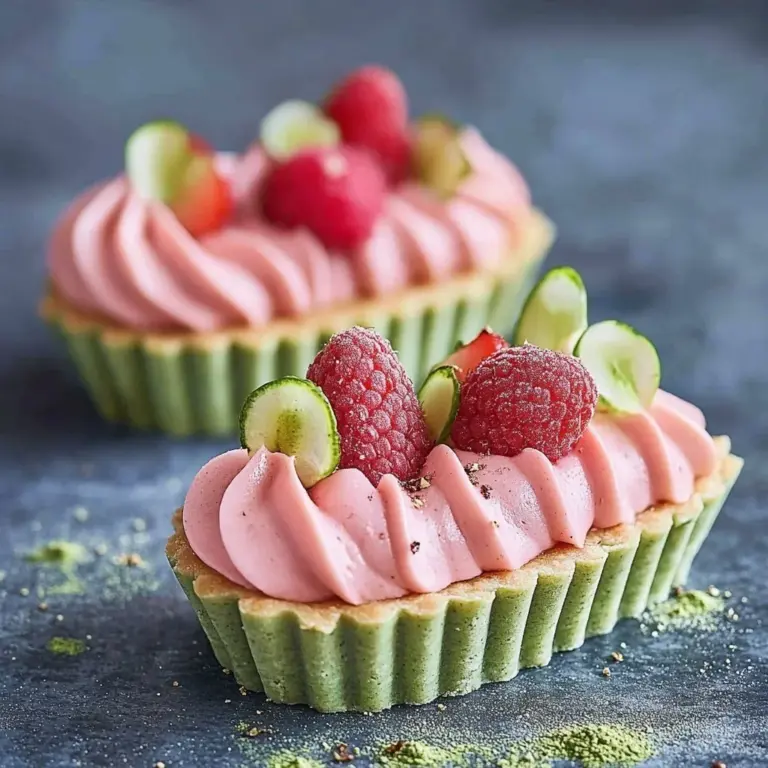 Vibrant strawberry matcha tart topped with fresh strawberries on a green matcha crust.