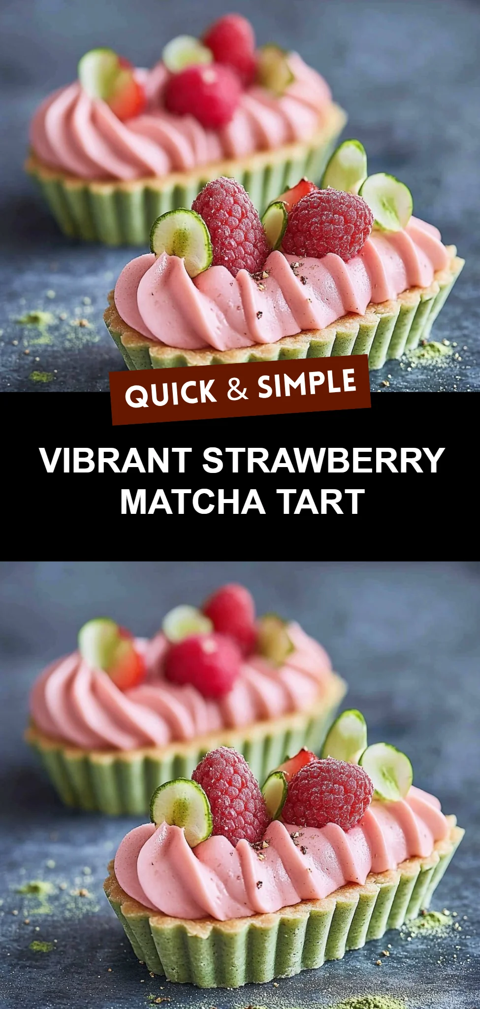 Vibrant Strawberry Matcha Tart